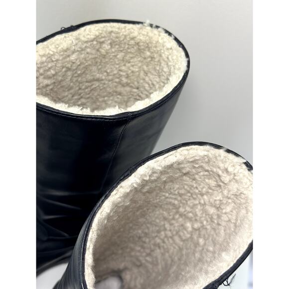 Jimmy Choo Womens Black Leather Shearling Lined Yomi Boots Size 37 Made in Italy - Picture 3 of 9